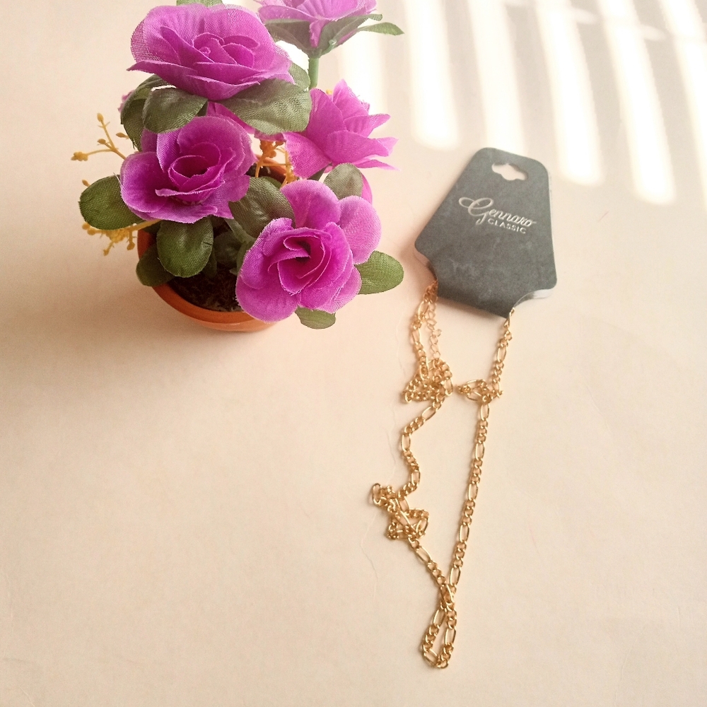 Gennaro Classic Gold Tone Link Chain Necklace Figaro - Picture 5 of 5